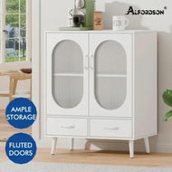 Detailed information about the product ALFORDSON Sideboard Buffet Storage Cabinet Drawers Fluted Doors Cupboard White
