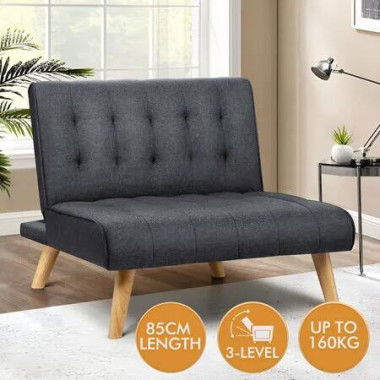 ALFORDSON Sofa Bed Lounge Chair Single Seater Fabric Grey