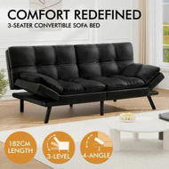 Detailed information about the product ALFORDSON Sofa Bed Recliner Lounge Futon Couch 3 Seater Convertible Leather Black