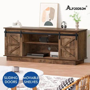 ALFORDSON TV Cabinet Entertainment Unit Storage Stand 150cm Sliding Doors Oak