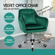 Detailed information about the product ALFORDSON Velvet Office Chair Computer Desk Chairs Swivel Armchair Work Seat Green Adult Kids