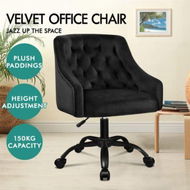 Detailed information about the product ALFORDSON Velvet Office Chair Computer Swivel Armchair Work Adult Kids Black