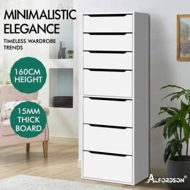 ALFORDSON Wardrobe Clothes Closet Storage Cabinet 7 Drawers White