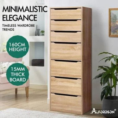 ALFORDSON Wardrobe Clothes Closet Storage Cabinet 7 Drawers Wood