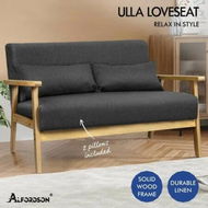 Detailed information about the product ALFORDSON Wooden Armchair 2 Seater Sofa Fabric Lounge Chair Accent Couch Seat Dark Grey