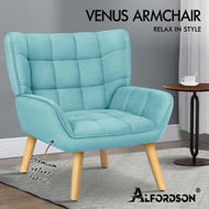 Detailed information about the product ALFORDSON Wooden Armchair Accent Chair Lounge Sofa Couch Velvet Tub Seat Blue