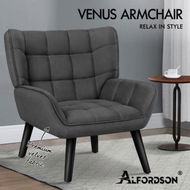 Detailed information about the product ALFORDSON Wooden Armchair Accent Tub Chair Lounge Sofa Couch Velvet Seat Grey