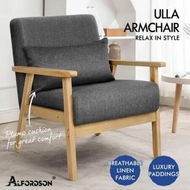 Detailed information about the product ALFORDSON Wooden Armchair Lounge Accent Chair Fabric Grey