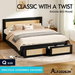 ALFORDSON Wooden Bed Frame Queen Size Rattan Bed Base with Storage Drawers Black. Available at Crazy Sales for $549.95