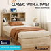 ALFORDSON Wooden Bed Frame Single Size Base with Bookshelf Storage Headboard Oak. Available at Crazy Sales for $299.95