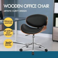 Detailed information about the product ALFORDSON Wooden Office Chair Computer Chairs Home Seat PU Leather Black