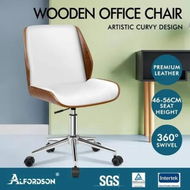 Detailed information about the product ALFORDSON Wooden Office Chair Computer Chairs Wood Seat PU Leather White