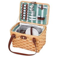 Detailed information about the product Alfresco 2 Person Picnic Basket Set Wooden Cooler Bag Plates Outdoor Insulated