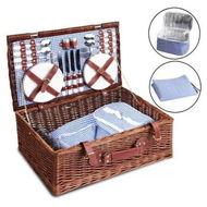 Detailed information about the product Alfresco 4 Person Picnic Basket Set Insulated Blanket Storage Bag