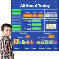 Detailed information about the product All About Today Circle Time Learning Center Pocket Chart Preschool Weather Calendar Circle Time