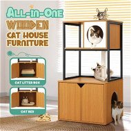 Detailed information about the product All In One Cat Tree Litter Box Enclosure Condo Scratching Post Climber Tower Kitty Play Gym House Pet Furniture Bed Perch Entrance Cabin Toilet Washroom