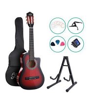 Detailed information about the product Alpha 34 Inch Classical Guitar Wooden Body Nylon String w/ Stand Beignner Red