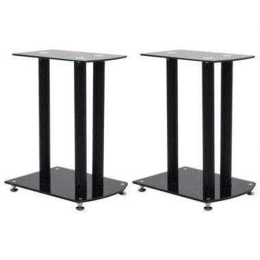 Aluminum Speaker Stands 2 Pcs Black Safety Glass