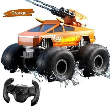 Amphibious 4Wd Rock Crawler Remote Control Monster Truck 1:20 Water Cannon High Low Speed 2.4Ghz Long Range Land Water Birthday Christmas Gift COL Orange