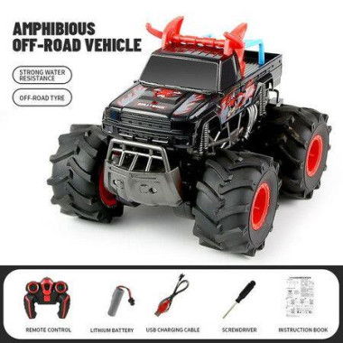 Amphibious RC Car 1:16 4WD OffRoad Remote Control Vehicle Double Sided Flip Driving Drift Rc Cars Suitable For Desert And Pool (Red)