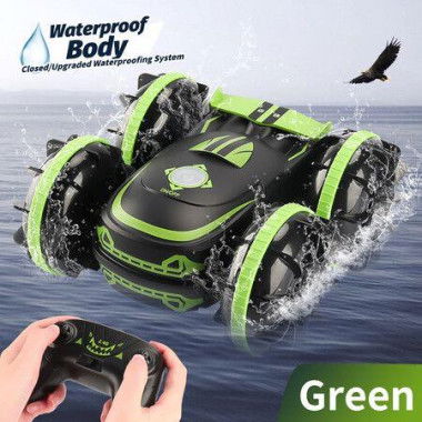 Amphibious Remote Control Car, 2.4Ghz 4WD Double Sided 360Â° Rotating RC Stunt Car, Remote Control Car with Gesture Sensor, Toy Cars Gifts for Kids Age 4+ Years Old and Up (Green)
