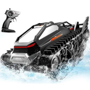 Amphibious Remote Control Car, 2.4Ghz Off Road Remote Control Tank, All Terrain Crawler RC Cars for Kids, Birthday Gifts Toys for Boys and Girls, Black