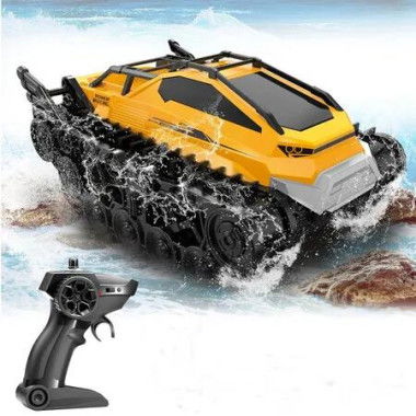 Amphibious Remote Control Car, 2.4Ghz Off Road Remote Control Tank, All Terrain Crawler RC Cars for Kids, Birthday Gifts Toys for Boys and Girls, Yellow