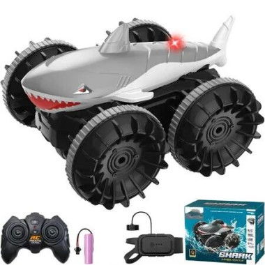 Amphibious Remote Control Car 4WD Waterproof RC Car Monster Truck with 360 Degree Stunt Gesture Sensing Dual Remote Control