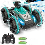 Detailed information about the product Amphibious Remote Control Car Boat with Water Spray 2.4 GHz Waterproof RC Car Monster Truck Stunt Car, Water Beach Pool RC Car Toys (Green)