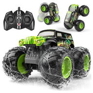 Detailed information about the product Amphibious Remote Control Car, Double Wheelie RC Trucks, 2.4GHz Waterproof Monster Truck Toy, 4WD Off-Road Vehicle for Boys & Girls Green