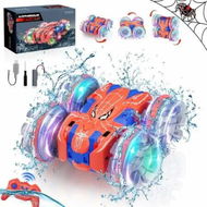 Detailed information about the product Amphibious Remote Control Car Spider Double Sided 360 Degree Flip Rotating 4WD Waterproof RC Stunt Car with Light Pool Toy