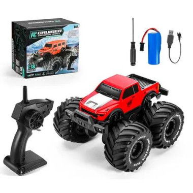 Amphibious Remote Control Car Toys for Boys 2.4GHz 1:18 All Terrain Off Road RC Car Waterproof RC Monster Truck for Kids Boys Age 6 Up, Red