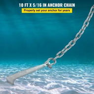 Detailed information about the product Anchor Chain, 10' x 5/16' Galvanized Steel Chain, 3/8' Anchor Chain Shackle, 11650lbs Anchor Lead Chain Breaking Load, 9460lbs Anchor Chain Shackle Breaking Load, Anchor Chain for Boats, Ship