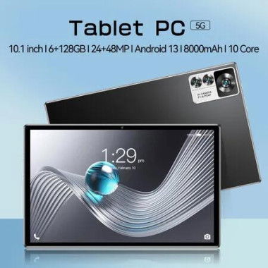 Android 13 Tablet 10Inch 6GB RAM 128GB ROM 8000mAh Battery 24+48MP Camera HD Screen Color Black