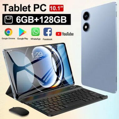 Android 14 Tablet 10Inch 10Core 6GB RAM 128GB ROM 10000mAh Battery 16+32MP Camera HD Screen GPS positioning Keyboard Mouse Included Color Lt.Blue