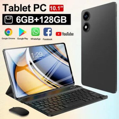 Android 14 Tablet 10Inch 10Core 6GB RAM 128GB ROM 10000mAh Battery 16+32MP Camera HD Screen GPS satellite positioning Keyboard Mouse Included Color Gray