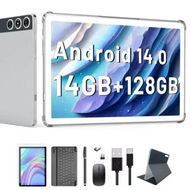 Detailed information about the product Android 14 Tablet,Tablet 10 inch 128GB Storage 1TB Expandable 14GB RAM,4G Sim Slot Tablet with keyboard Support 5G WiFi Bluetooth 5.0 GPS (Silver)