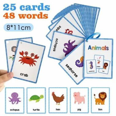 Animals Montessori English Word Learning Flash Cards for Kids,Early Educational Flashcards,Classroom Supplies,Teaching Materials For Teachers