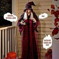 Detailed information about the product Animated Life-Size Talking Witch Halloween Decor with Sound Activated Red Eyes for Indoor Outdoor Hanging