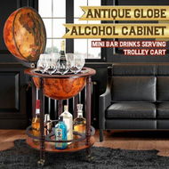 Detailed information about the product Antique Globe Bar Cabinet Mini Wine Rack Drinks Round Storage Mid-century Alcohol Trolley Cart