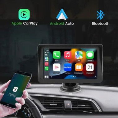 Apple Car Play Portable Car Screen, 7 Inch HD IPS Touchscreen Car Radio Receiver, Car Stereo with Android Auto/Mirror Link//GPS/Voice Control/AUX