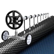 Detailed information about the product Aqua Buddy Pool Cover 600 Micron 6.5x3m w/ Roller 4m Swimming Pools Black Solar Blanket