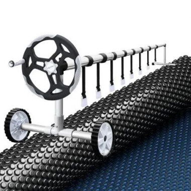 Aqua Buddy Pool Cover 600 Micron 9.5x5m w/ Roller 5.55m Swimming Pools Black Solar Blanket