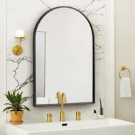 Detailed information about the product Arch Wall Mirror Vanity Bathroom Large Black Framed Decorative Mount Makeup Shower Shaving Dressing Bedroom Hallway Decor