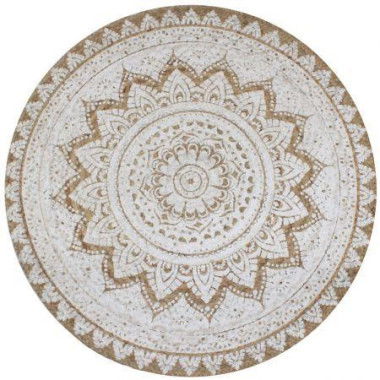 Area Rug Braided Jute Printed 90 Cm Round