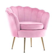 Detailed information about the product Armchair Padded Lounge Chair Accent Velvet Shell Scallop PINK