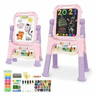 Detailed information about the product Art Easel for Kids,Adjustable Standing Rotatable Double Sided Easel with Painting Accessories for Boys and Girls Pink