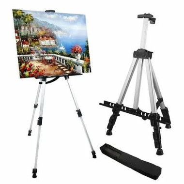 Art Painting Artist Easel Stand,Display Sign,Aluminum Metal Tripod Adjustable portable Easels,1Pack White