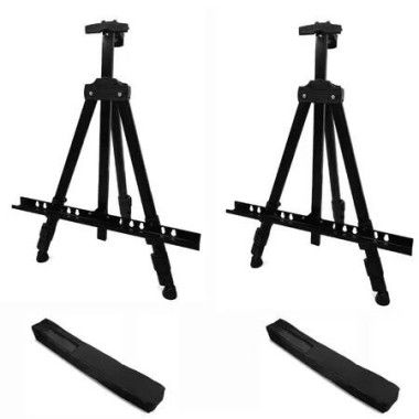 Art Painting Artist Easel Stand,Metal Tripod Adjustable Art Easel for Painting Canvases Height from 40 to 168 cm,Black 2Pack