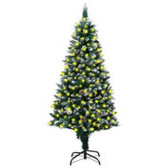 Detailed information about the product Artificial Christmas Tree LEDs&Pine Cones&White Snow 210 cm